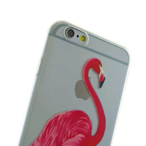 Transparante roze flamingo TPU hoesje iPhone 6 6s case cover