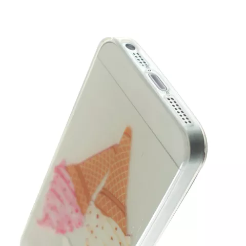 Doorzichtig softijs roze wit hoorntje iPhone 5 5s SE 2016 hoesje case IJsje