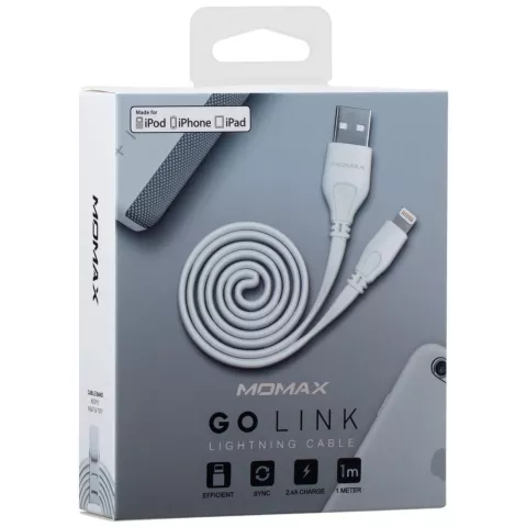 MOMAX MFi Lightning Cable 1 meter - Witte oplaadkabel