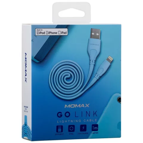 MOMAX MFi Lightning Cable 1 meter - Blauwe oplaadkabel