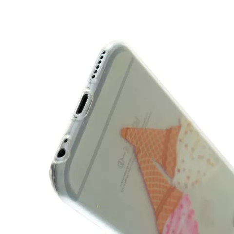 Doorzichtig hoesje softijsjes roze wit geschikt voor iPhone 6 en iPhone 6s