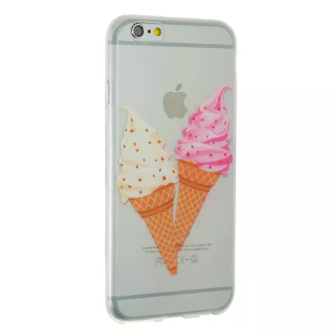 Doorzichtig hoesje softijsjes roze wit geschikt voor iPhone 6 en iPhone 6s