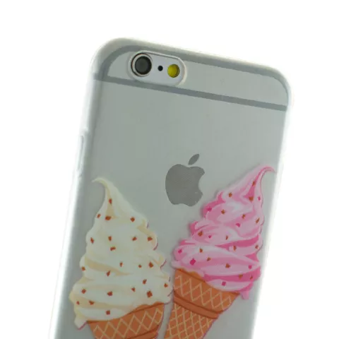 Doorzichtig hoesje softijsjes roze wit geschikt voor iPhone 6 en iPhone 6s