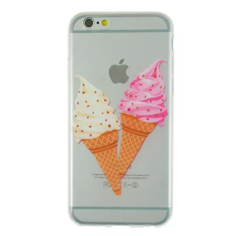 Doorzichtig hoesje softijsjes roze wit geschikt voor iPhone 6 en iPhone 6s