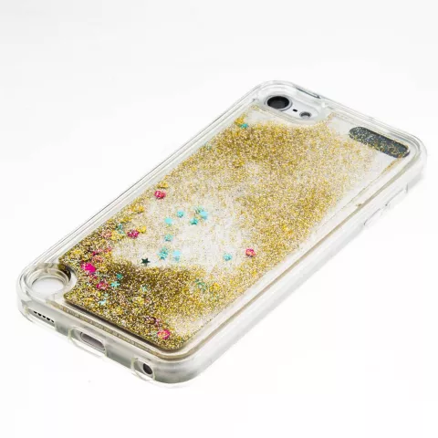 Doorzichtig hoesje iPod Touch 5 6 7 goud glitter bewegend cover