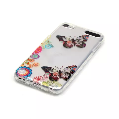 Kleurrijk hoesje vlinders bloemen iPod Touch 5 6 7 doorzichtig case