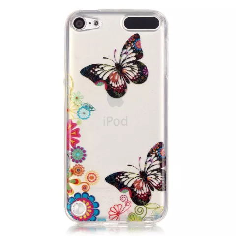 Kleurrijk hoesje vlinders bloemen iPod Touch 5 6 7 doorzichtig case