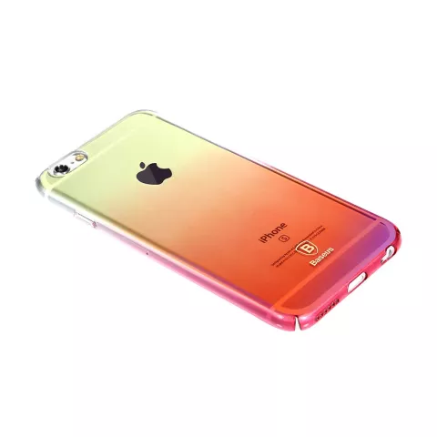 Baseus Glaze Doorzichtig Gradient hoesje iPhone 6 6s case - Geel Roze Transparant