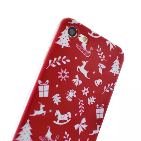 Kerst hoesje rood iPhone 7 8 SE 2020 SE 2022 TPU Christmas case Red Kerstmis cover