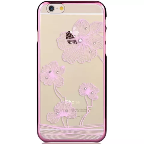 COMMA bloemen iPhone 6 6s hoesje - Swarovski kristallen - Lila Paars Chroom