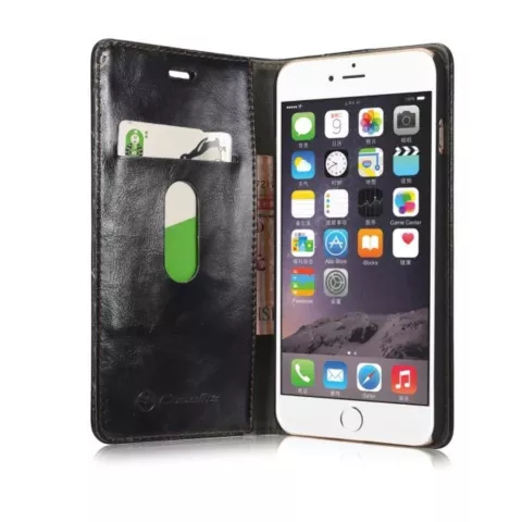 Caseme Oil Wallet lederen cover iPhone 6 6s - Bookcase Zwart