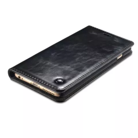 Caseme Oil Wallet lederen cover iPhone 6 6s - Bookcase Zwart