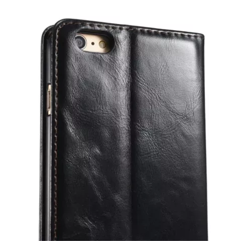 Caseme Oil Wallet lederen cover iPhone 6 6s - Bookcase Zwart