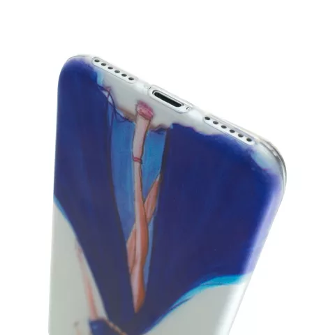 Meisje jurk elegant iPhone 7 8 SE 2020 SE 2022 TPU hoesje - Blauw Strepen - Doorzichtig