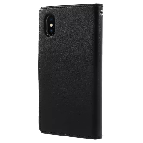 Mercury Wallet lederen portemonnee TPU case iPhone X XS - Bookcase Zwart