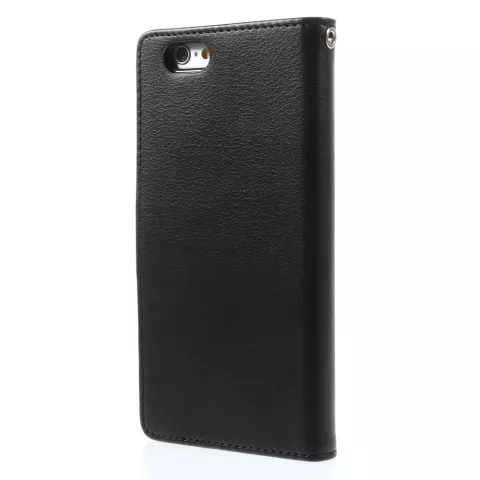 Mercury Wallet lederen portemonnee TPU case geschikt voor iPhone 6 6s - Bookcase Zwart