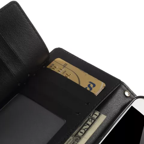 Mercury Wallet lederen portemonnee TPU case geschikt voor iPhone 6 6s - Bookcase Zwart