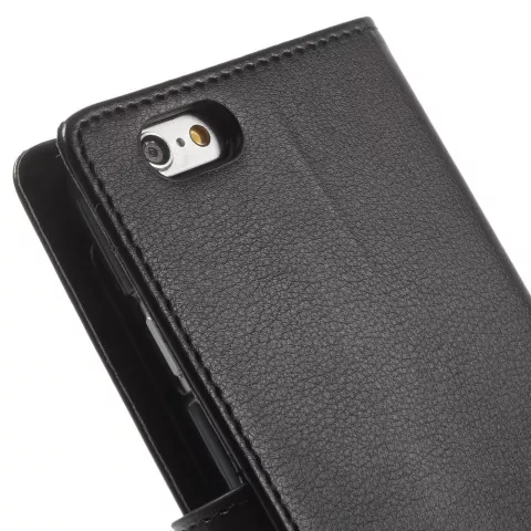 Mercury Wallet lederen portemonnee TPU case geschikt voor iPhone 6 6s - Bookcase Zwart