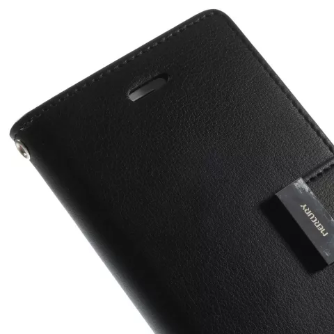 Mercury Wallet lederen portemonnee TPU case geschikt voor iPhone 6 6s - Bookcase Zwart