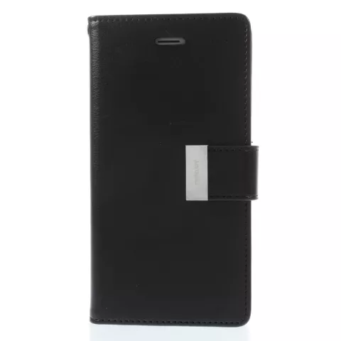 Mercury Wallet lederen portemonnee TPU case geschikt voor iPhone 6 6s - Bookcase Zwart