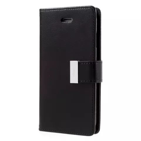 Mercury Wallet lederen portemonnee TPU case iPhone 7 8 SE 2020 SE 2022 - Bookcase Zwart