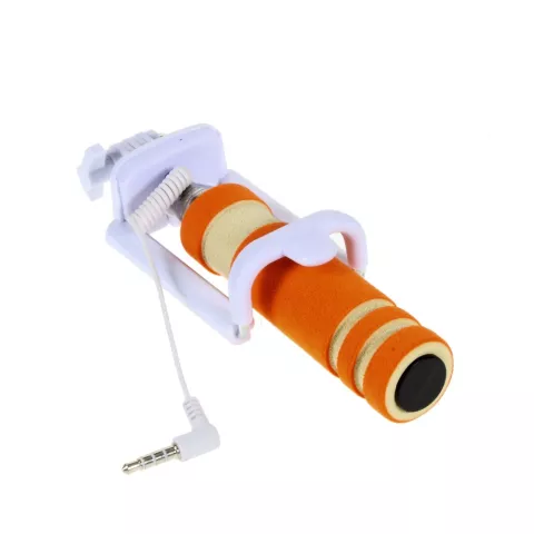 Opvouwbare selfiestick universeel - Oranje Wit - Audio afstandsbediening