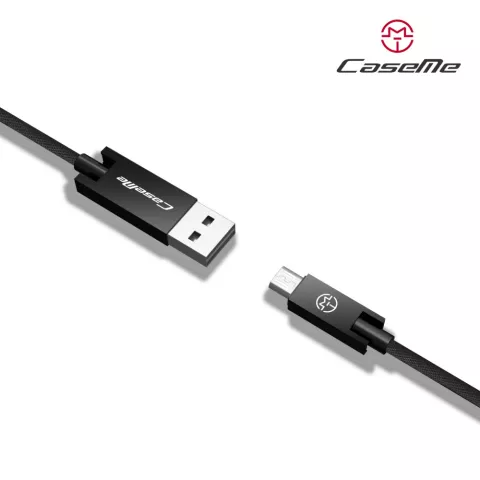 Caseme USB naar Micro USB kabel 25 cm - oplaadkabel zwart Android