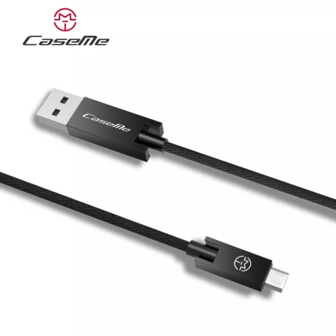 Caseme USB naar Micro USB kabel 25 cm - oplaadkabel zwart Android