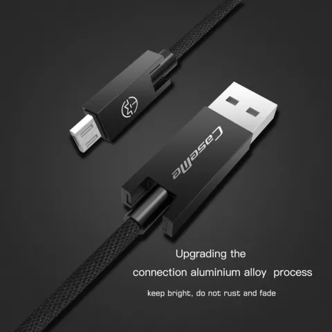 Caseme USB naar Micro USB kabel 25 cm - oplaadkabel zwart Android