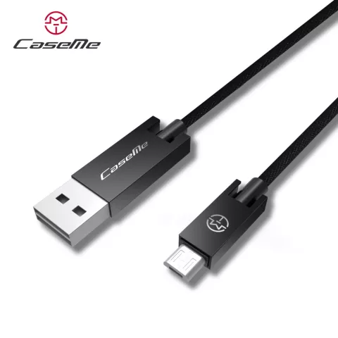 Caseme USB naar Micro USB kabel 25 cm - oplaadkabel zwart Android