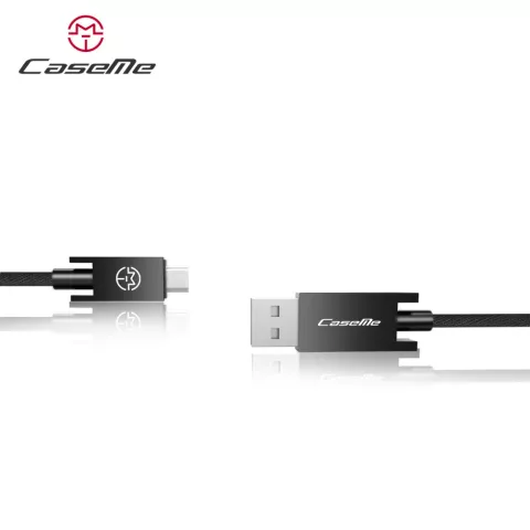 Caseme USB naar Micro USB kabel 25 cm - oplaadkabel zwart Android