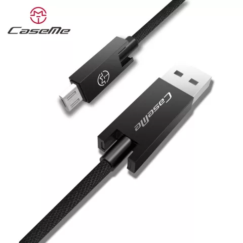 Caseme USB naar Micro USB kabel 25 cm - oplaadkabel zwart Android