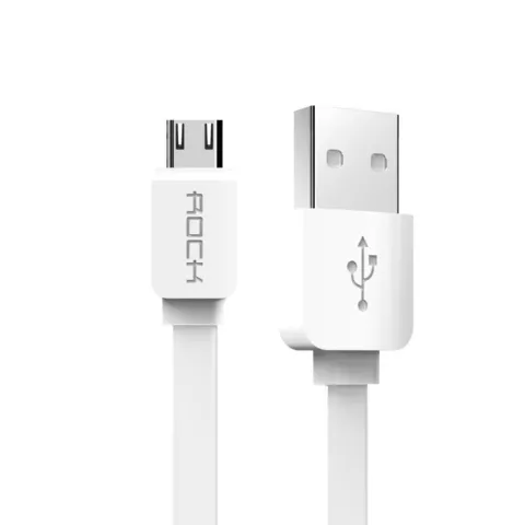 Rock USB naar Micro-USB kabel 1 meter - Oplaadkabel Plat Wit Android