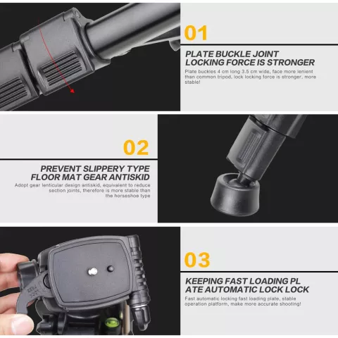 ZOMEi Q111 Professioneel aluminium Tripod Statief DSLR camera - schuimrubber grip