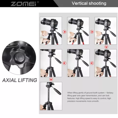 ZOMEi Q111 Professioneel aluminium Tripod Statief DSLR camera - schuimrubber grip