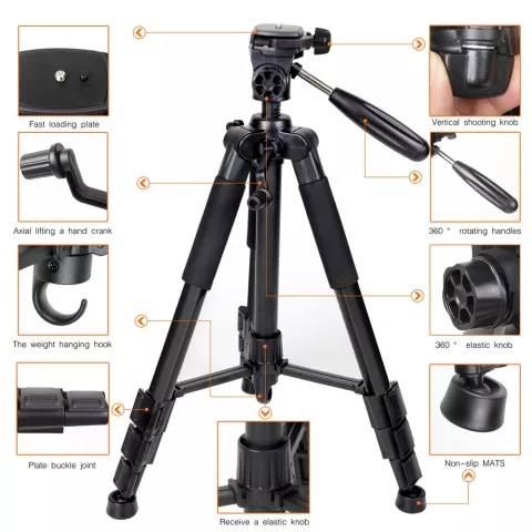 ZOMEi Q111 Professioneel aluminium Tripod Statief DSLR camera - schuimrubber grip