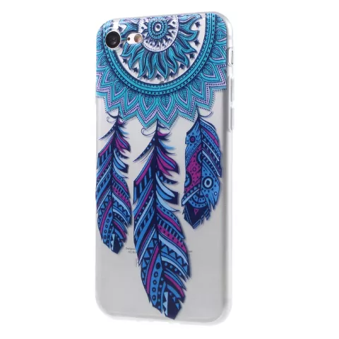 Doorzichtig Dromenvanger Feather iPhone 7 8 SE 2020 SE 2022 TPU hoesje - Blauw Paars