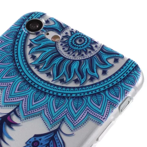 Doorzichtig Dromenvanger Feather iPhone 7 8 SE 2020 SE 2022 TPU hoesje - Blauw Paars