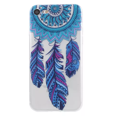 Doorzichtig Dromenvanger Feather iPhone 7 8 SE 2020 SE 2022 TPU hoesje - Blauw Paars