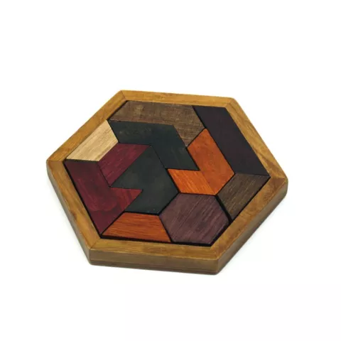 Houten Hexagon Puzzel - Denkpuzzel - Moeilijk spelletje en leuk als cadeau