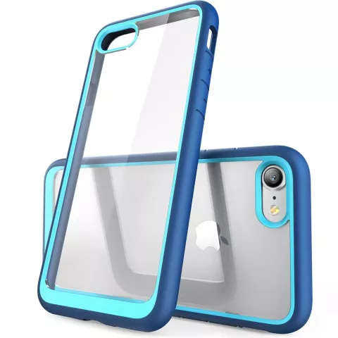 Transparante iPhone 7 8 SE 2020 SE 2022 Hybride schokabsorberend krasbestendig hoesje - Blauw