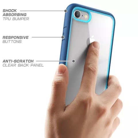 Transparante iPhone 7 8 SE 2020 SE 2022 Hybride schokabsorberend krasbestendig hoesje - Blauw