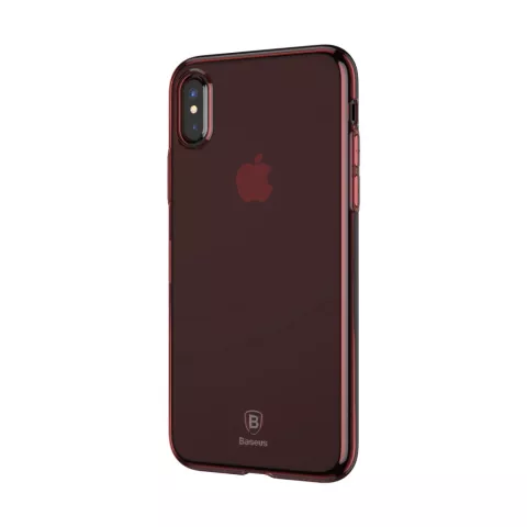 Baseus Simple Series doorzichtig iPhone X XS hoesje - Transparant Rood