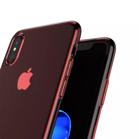 Baseus Simple Series doorzichtig iPhone X XS hoesje - Transparant Rood