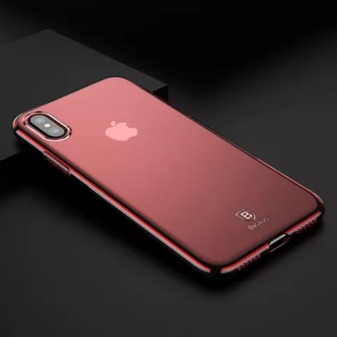 Baseus Simple Series doorzichtig iPhone X XS hoesje - Transparant Rood