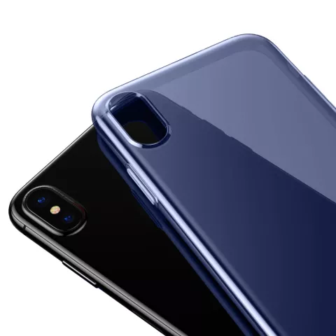 Baseus Simple Series doorzichtig iPhone X XS hoesje - Blauw