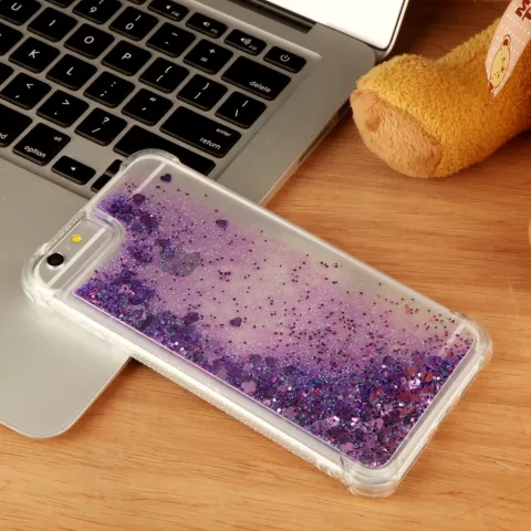 Glitter TPU case iPhone 6 6s 7 8 SE 2020 SE 2022 hoesje - Paars