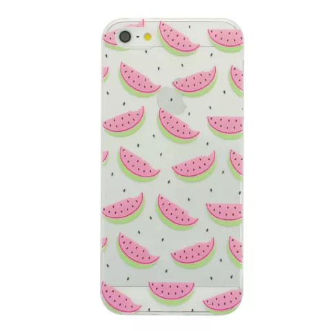 TPU watermeloen hoesje geschikt voor iPhone 5/5s en SE 2016 Doorzichtige fruit cover groen roze