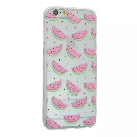 Watermeloen hoesje iPhone 6 6s TPU Transparante cover Meloen Fruit - Doorzichtig
