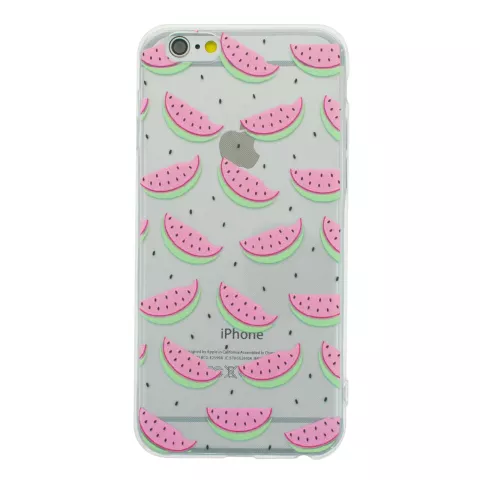 Watermeloen hoesje iPhone 6 6s TPU Transparante cover Meloen Fruit - Doorzichtig